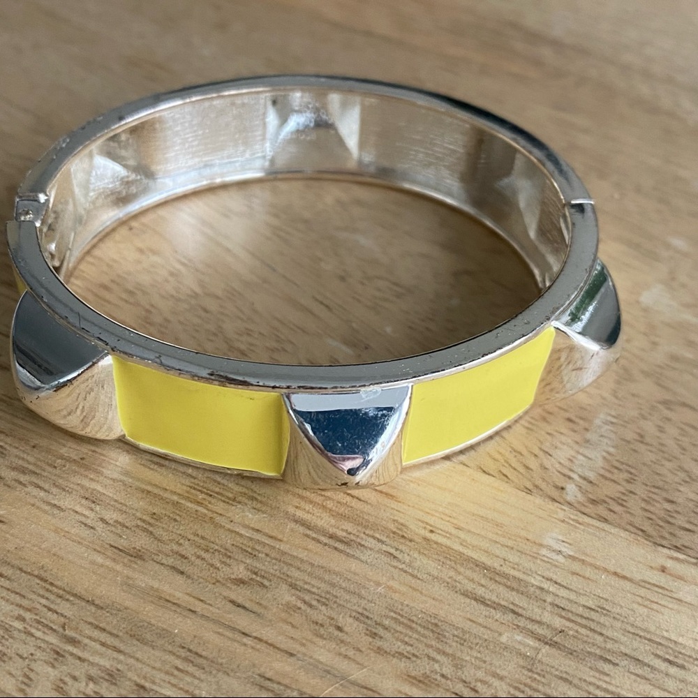Silver and Yellow Studded Bangle Bracelet - Picture 12 of 17